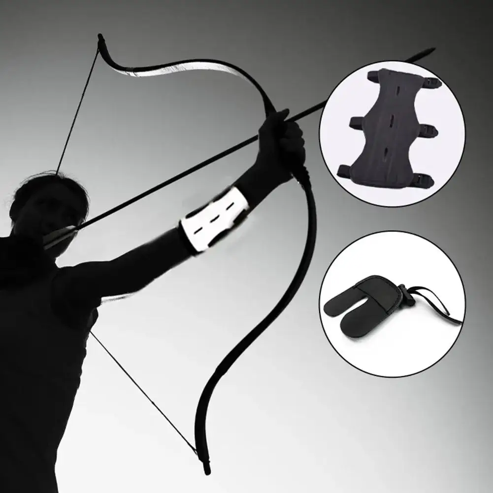 

Portable Leather Sports Archery Arm Guard And Finger Hunting Equipment Elbow Protector Accessory Shooting Tab Z5X8