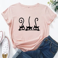 2022 summer hot sale womens cat printed t shirts high quality pure cotton tops ladies daily casual fashion cute blouse