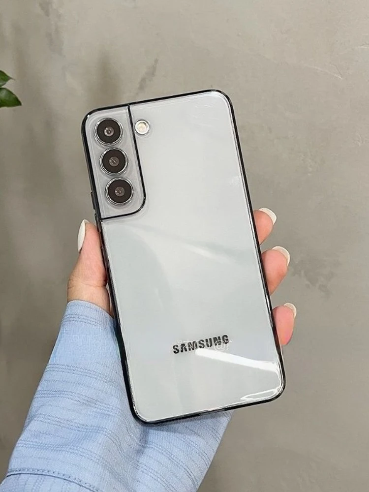 Luxury Transparent Black Phone Case Suitable for Samsung Galaxy S23 S22 Ultra S21 S20 FE Note 20 10 Plus Anti-fall Soft Case