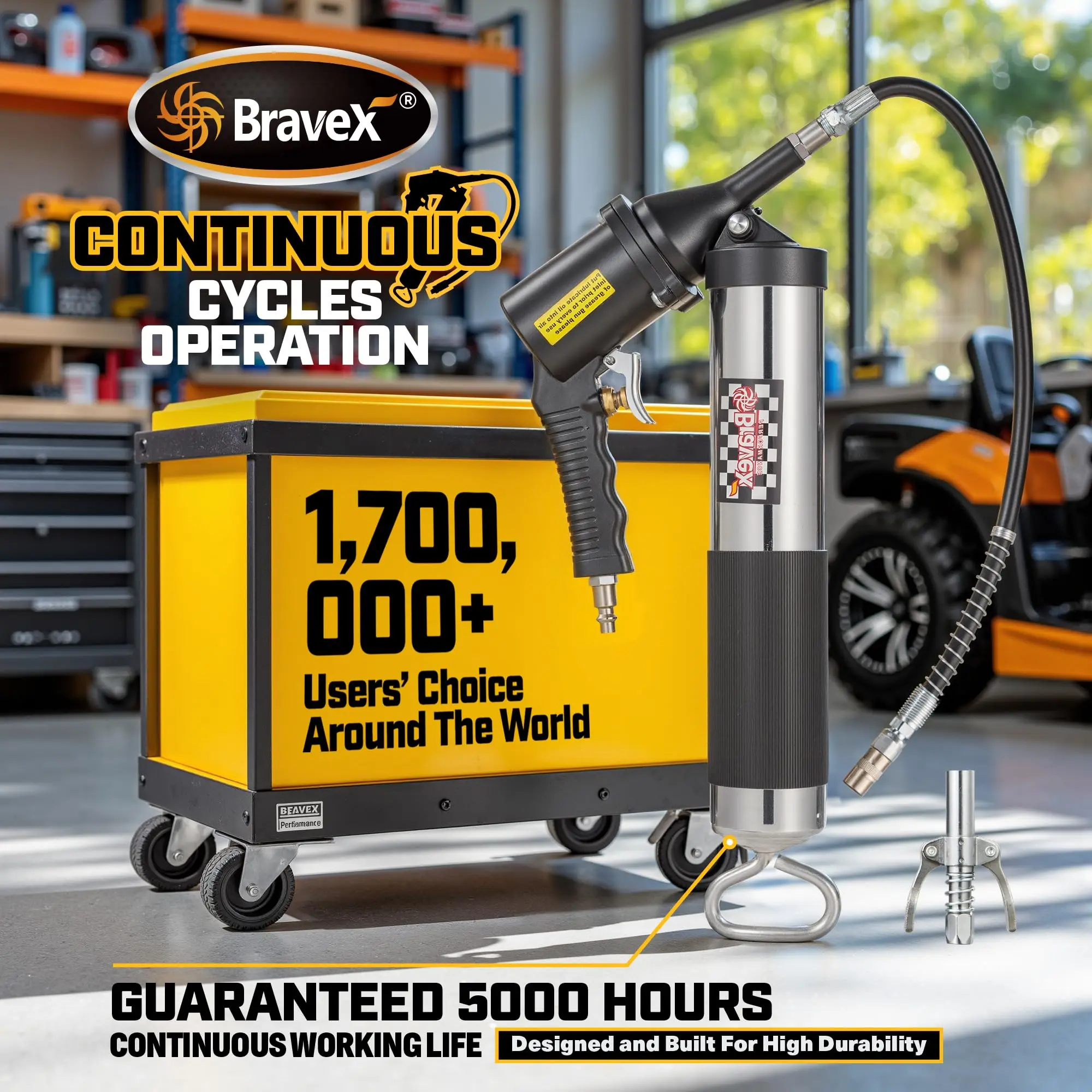 Профессиональный шприц для смазки Bravex 6000 PSI с пистолетной рукояткой, быстросъемным соединением и гибким шлангом 18 дюймов (art.: 3920dae78eb93) - 3920dae78eb93