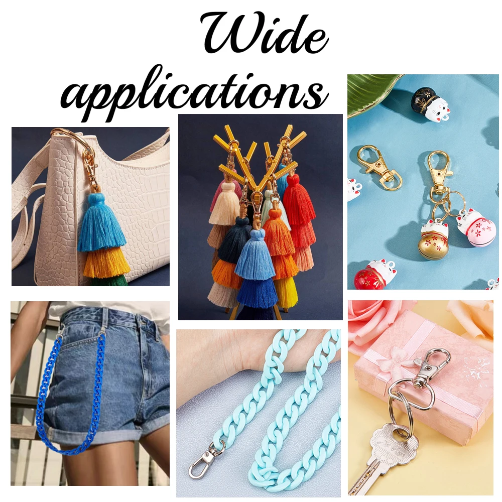 100pcs Alloy Swivel Lanyard Snap Hook Lobster Claw Clasps Jewelry Making Supplies Bag Keychain DIY Accessories about 30.5x11x6mm