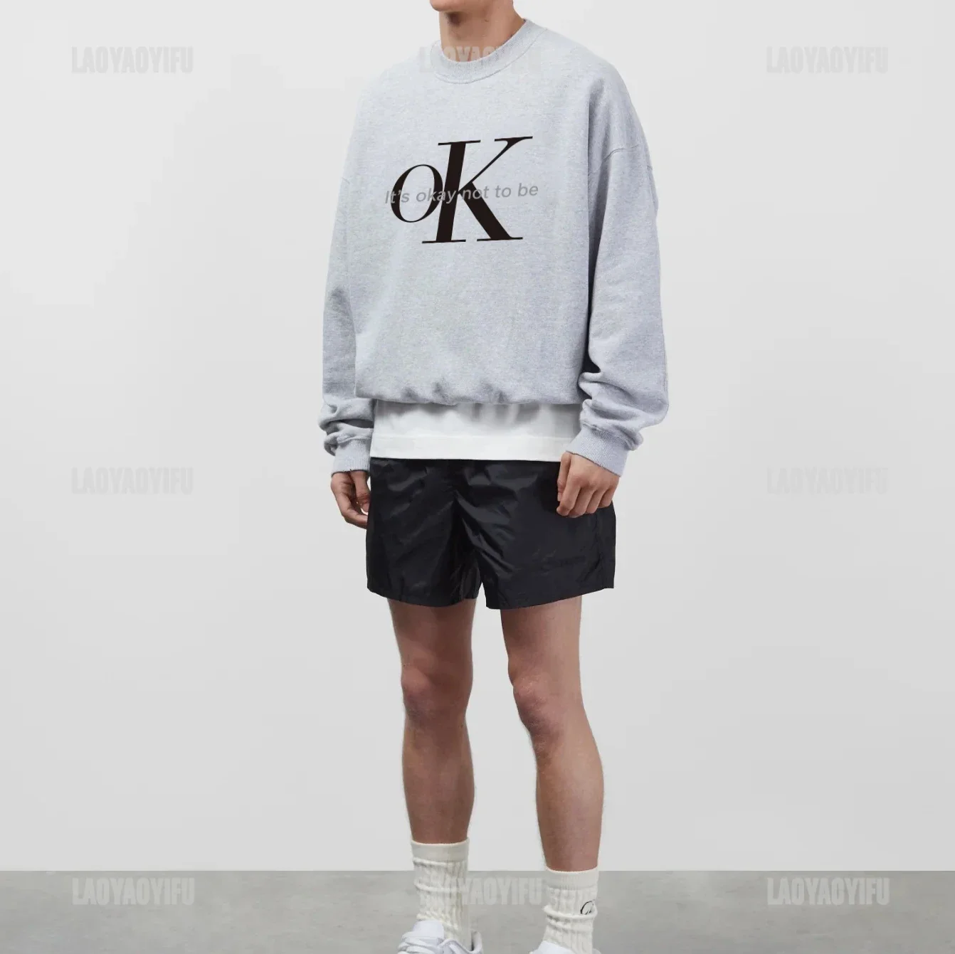 Толстовка SAYKO It's OK с принтом со слоганом в стиле Харадзюку уличная одежда ретро