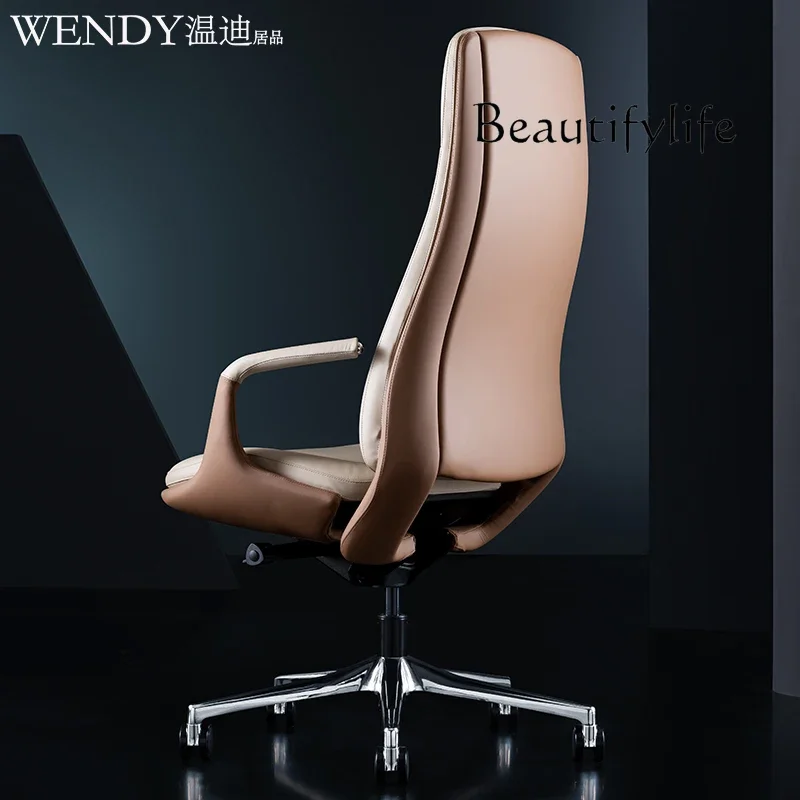 Итальянское легкое роскошное офисное кресло босса кожаное классное с откидной