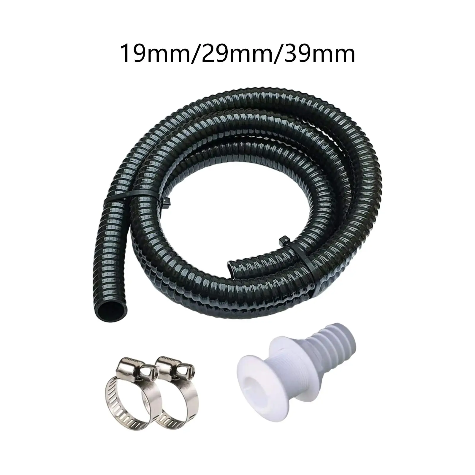 Установка морского трюмного насоса с 2 хомутами для шланга и сквозным фитингом.