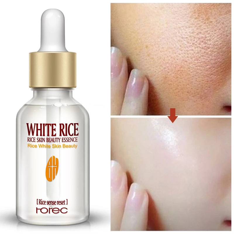 

White Rice Whitening Face Serum Shrink Pore Acne Treatment Moisturizing Nourishing Liquid Essence Facial Skin Care Serum 15ml