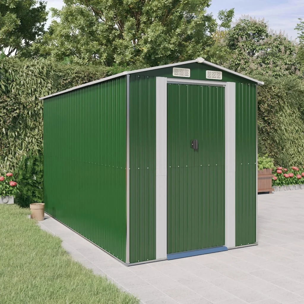 

Garden Shed, Garden Decoration, Green 192x357x223 cm, Galvanised Steel
