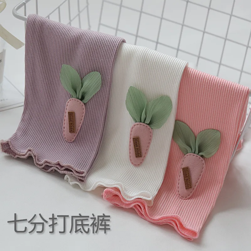 

3-10y Girls Knee Length Kid Fifth Pants Candy Color Cartoon Carrot Children Cropped Clothing Spring-Summer Bottoms Leggings