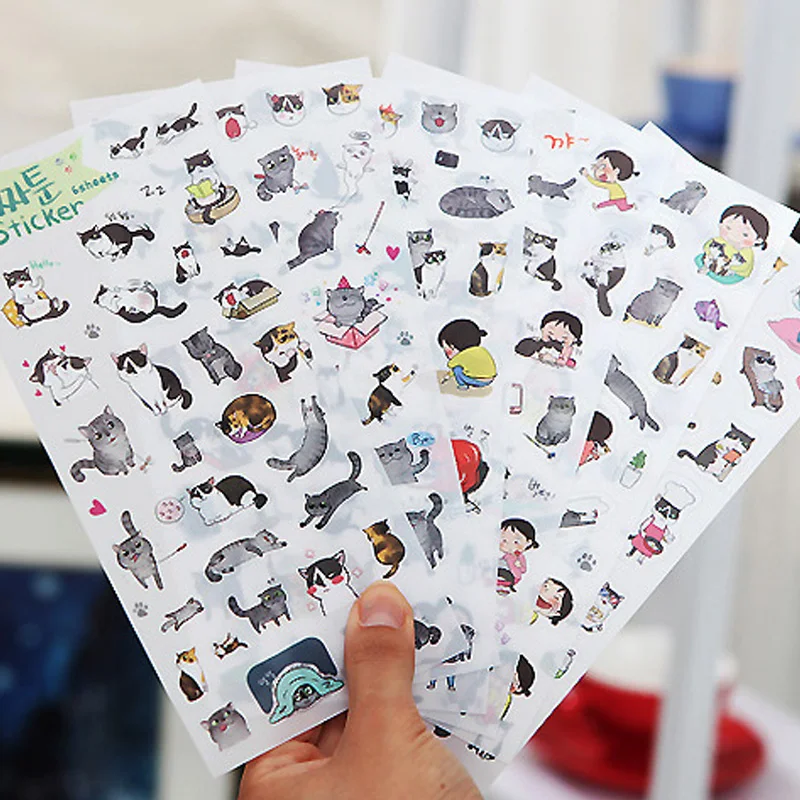 

Набор наклеек Kawaii Cat Monssjay 6 листов