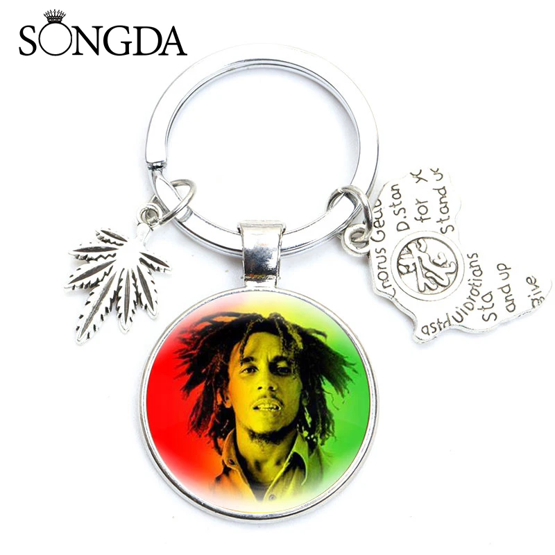 Брелок Jamaica певица Боб Марли регги музыкальная песня One Love стеклянный купол в