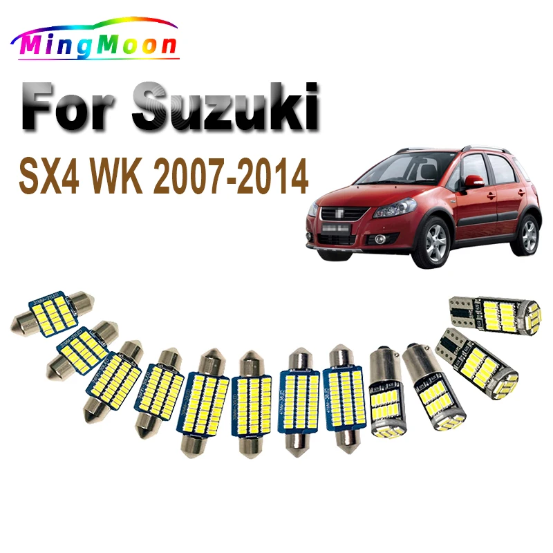 

9 шт. Canbus автомобильные фотолампы для Suzuki SX4 WK 2007-2012 2013 Φ Внутренняя купольная карта для Чтения номерного знака