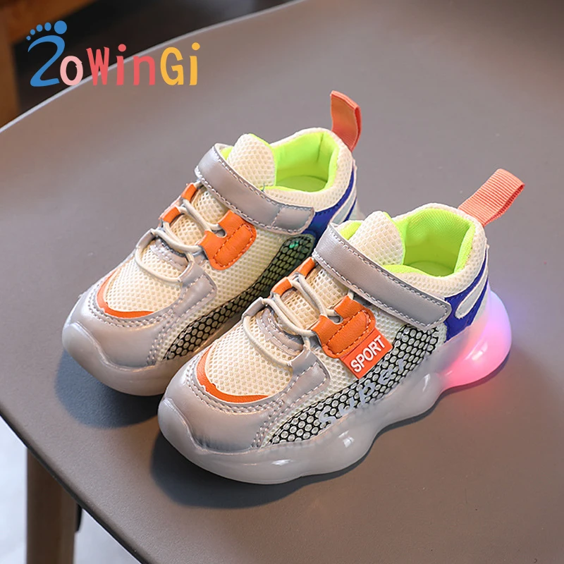 

Size 21-30 LED Children Glowing Shoes Baby Luminous Sneakers Boys Lighting Running Shoes Anti-slip Kids Mesh Breathable Sneakers