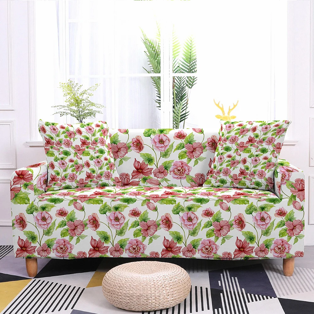 

Диван с принтом пальмовых листьев, 1/2/3-местный эластичный секционный угловой диван из спандекса, Съемный и моющийся чехол для гостиной