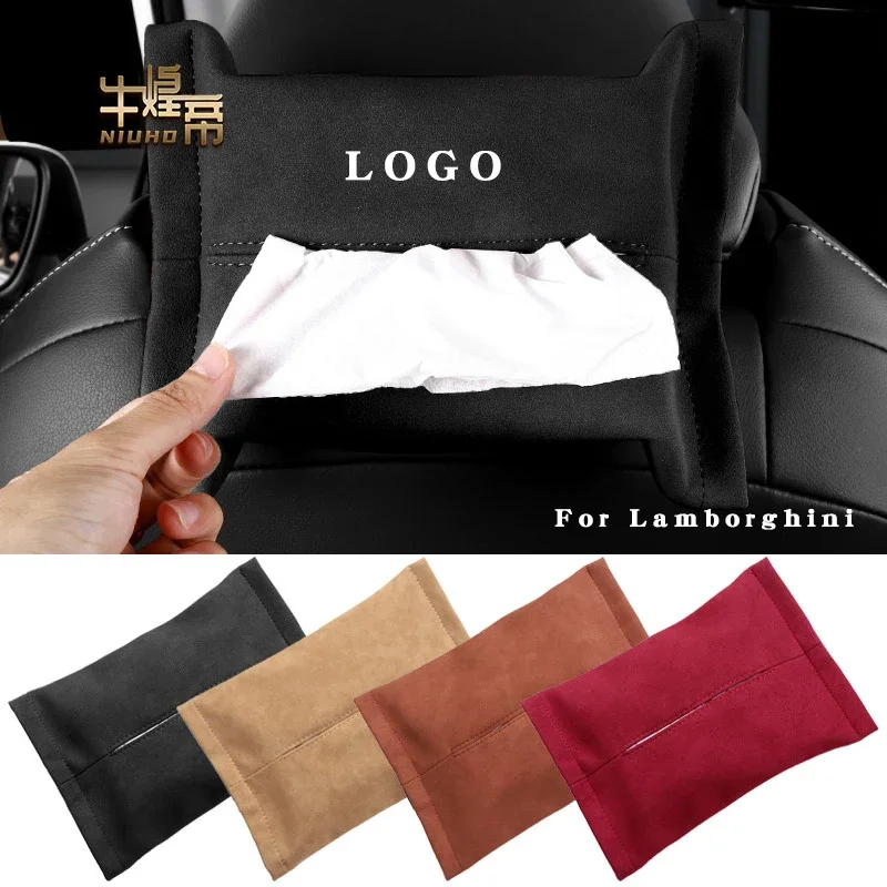

Car Suede Tissue Bag Protector Cover For Lamborghini Urus Huracan Gallardo Aventador Seat Back Tissue Box Interior Accessories