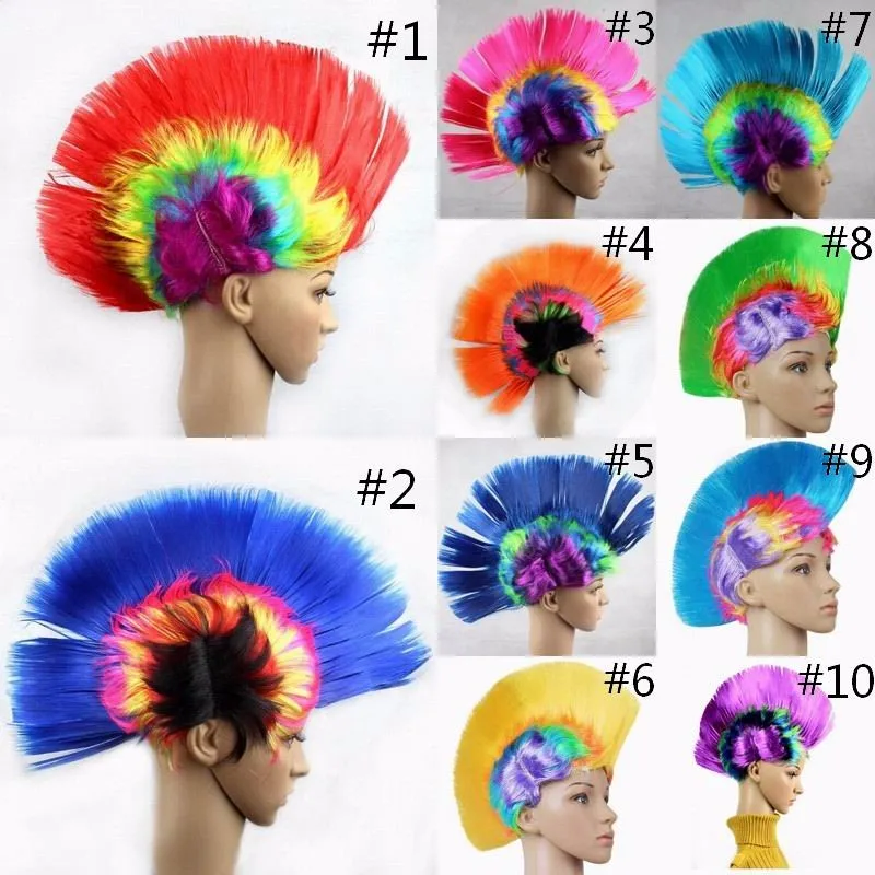 Женский парик для волос Радужный Mohawk в стиле панк маскарадный головной убор