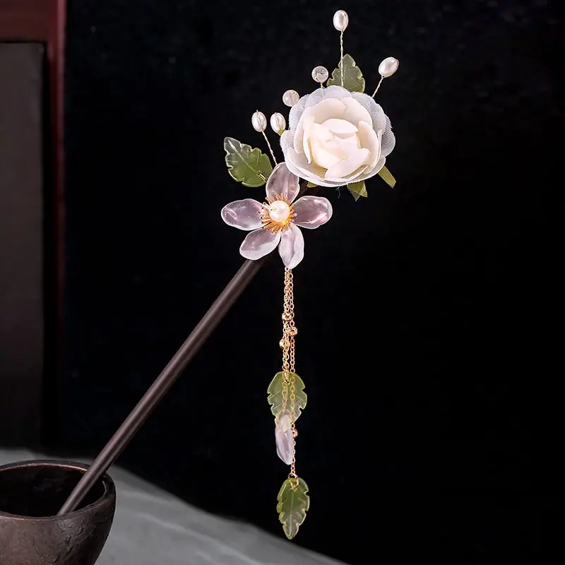 

Fashion Luxury Hair Stick Hair Accessories for Women Flower Wooden Hairpin