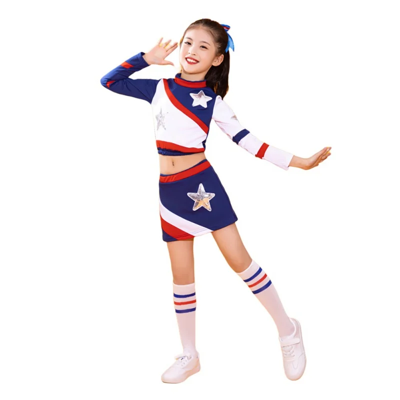 

Sport Girls Cheerleading Uniforms Outdoor Basketball Soccer Cheer Leader Costume Suit Cheerleading Uniforms