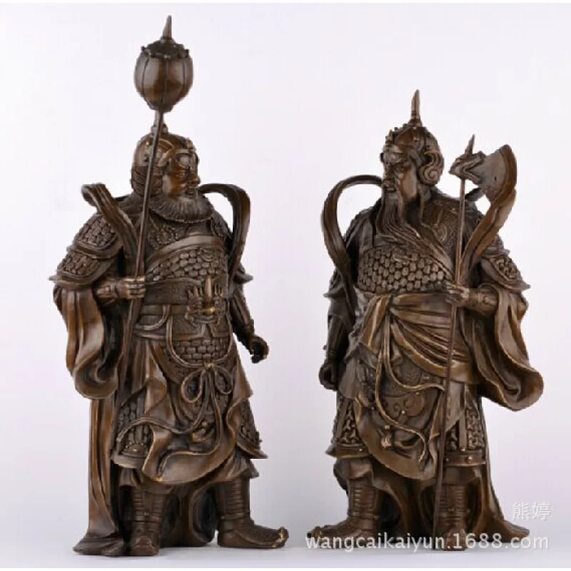 Фото Фигурка дверного бога, украшение, большая медная статуя Wei Chi Gong Qin Qiong, левая и правая Guard Ge №1
