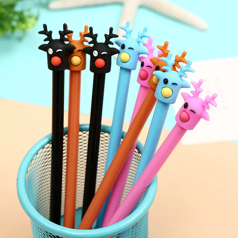 

Creative Cute Personality Cartoon Elk Gel Pen Fresh Deer Black Signature Pen Christmas Pen Student Stationery Wholesale