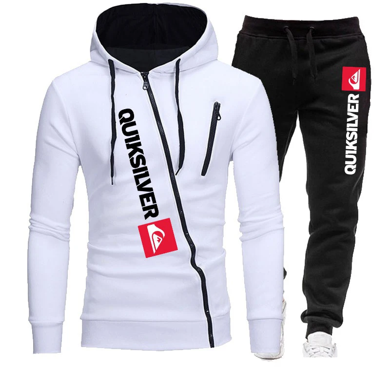 New Fashion Tracksuits Men's Long Sleeved Hooded Jacket and Pants 2pcs Sets Casual Zipper Hoodie Plus Size Sportswear Suits