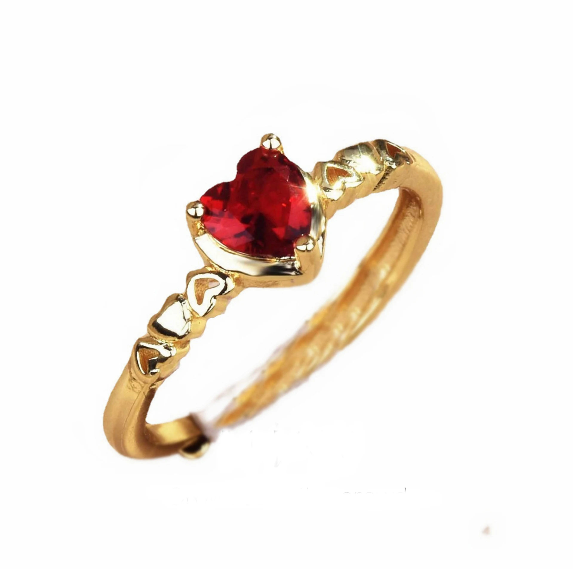 

Красное кольцо в форме сердца, 18k, желтое позолоченное медное, открытые регулируемые кольца