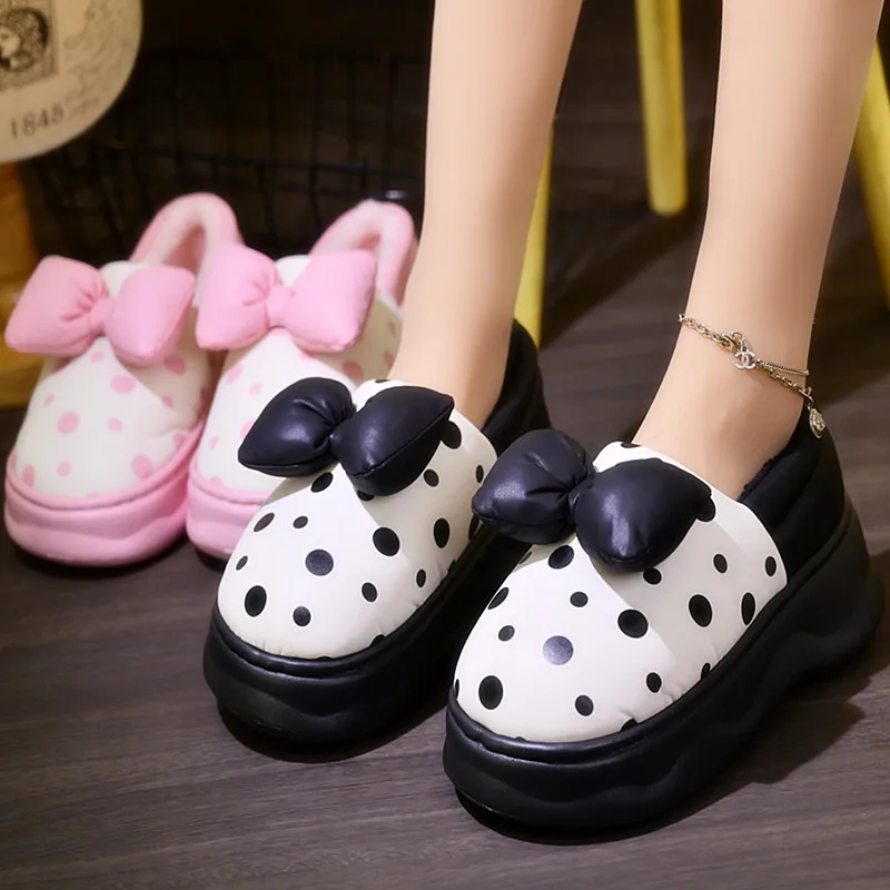 

Тапки женские зимние на низком каблуке, из ПУ кожи