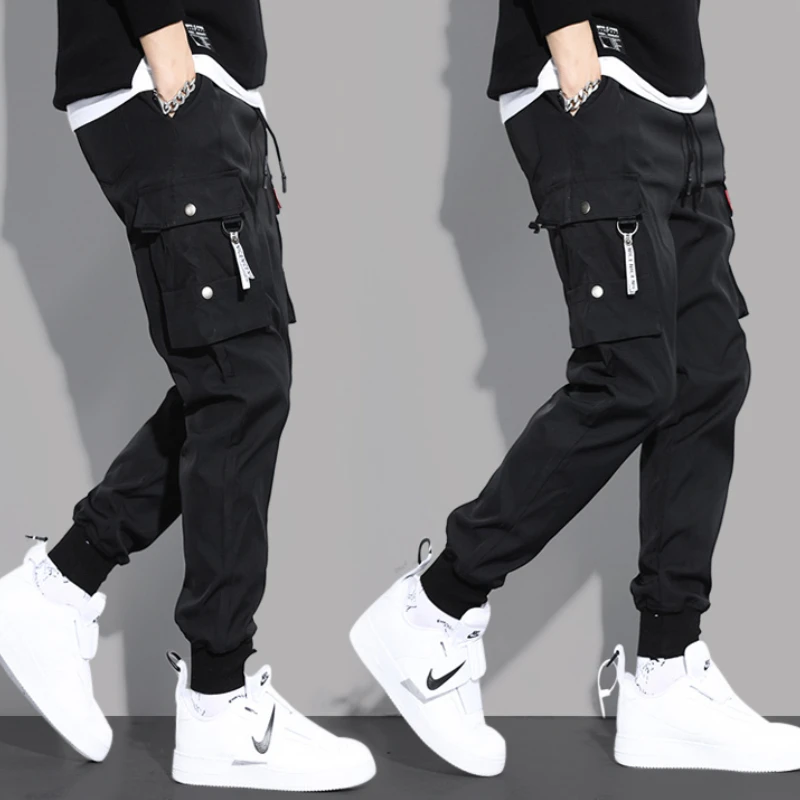 

Spring Men Pants Hip Hop Harem Joggers Pants New Male Trousers Mens Solid Multi-pocket Cargo Pants Skinny Fit Sweatpants