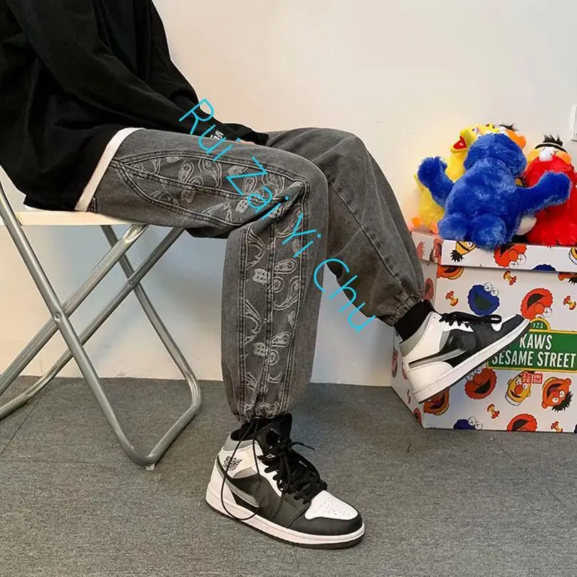 New Men's Tracksuit Jogging Jeans Harajuku Hip Hop Trousers Jogger Spring Korean Clothing 2023 Men Denim Pants