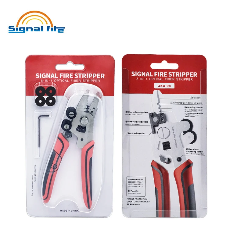 2023 NEW FTTH Signalfire 8 in1 Optical Fiber Stripper Multifunctional optical fiber stripper Replaceable cleaning cotton ZSQ-08