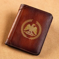 high quality genuine leather men wallets spqr roman legion printing short card holder purse luxury brand male wallet