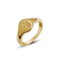 2022 vingate texture rose geometric finget ring for women girls waterproof 18k gold plated engraved rose flower rings for women