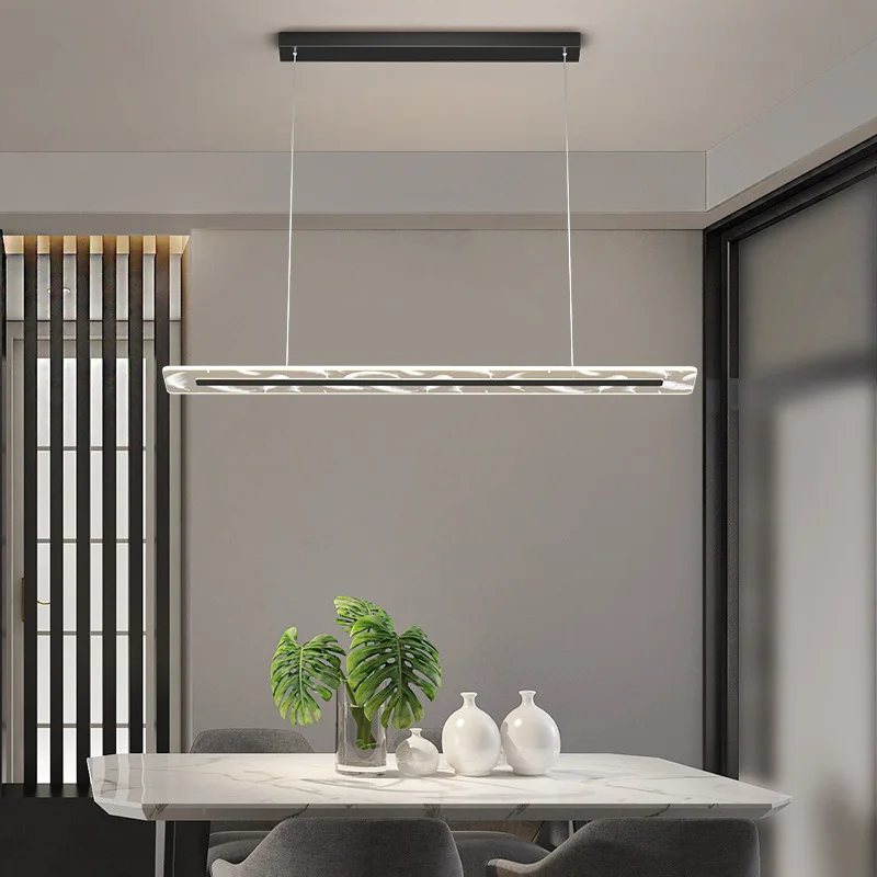 

Black Minimalist Strip LED Dining Room Pendant Light Modern Designer Living Room Chandelier Kitchen Island Hanging Lamp Fixtures