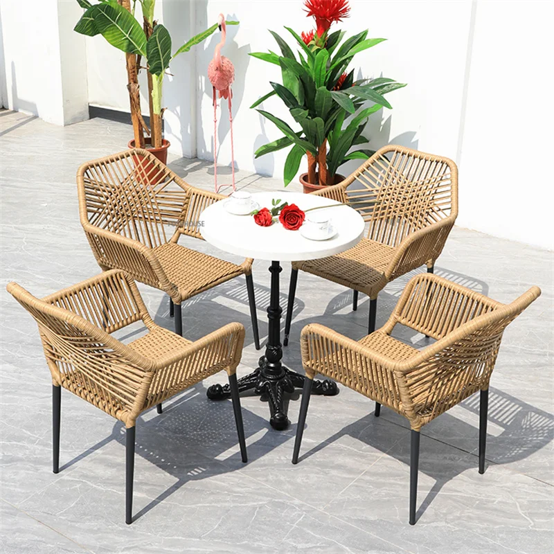 

Уличный стол и стулья, скандинавский кофейный столик для балкона, домашний ротанговый стул для патио, обеденный стол для гостиной, уличный садовый декор