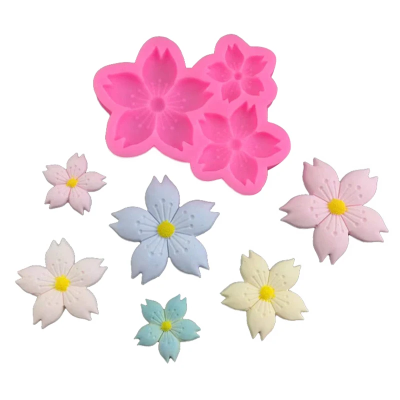 

3 With Sakura Flower Shape Silicone Mold Chocolate Birthday Cake Decoration Sun Flower Fondant Baking Home Mold