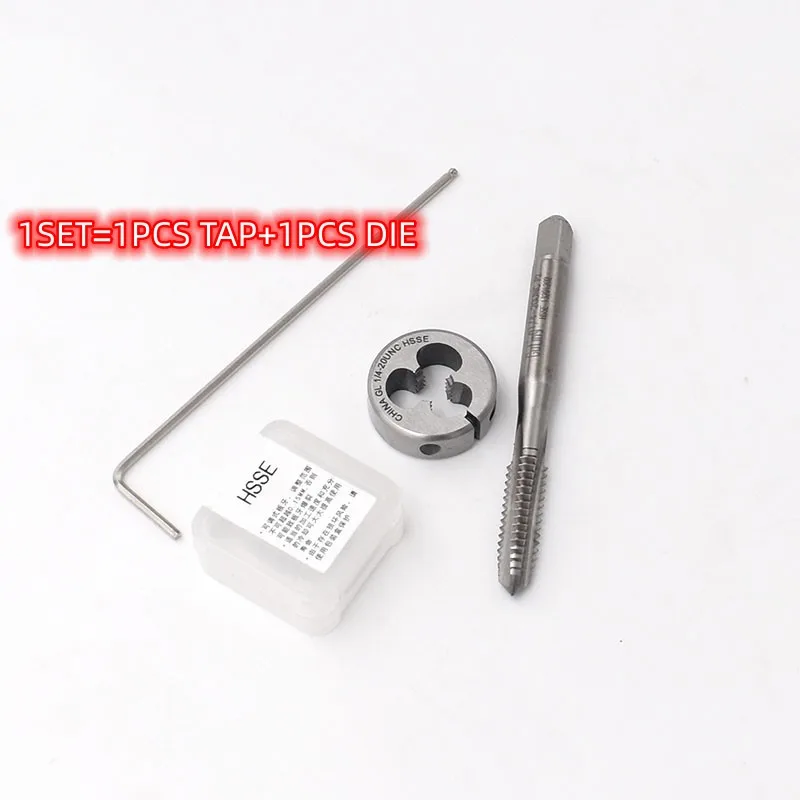 Ручной кран и круглый штамп UNC, стандартные резьбовые штампы, метчики HSSE, ручной резак, режущий инструмент Φ 2-40 6-32 8-32 10-24 1/4-20