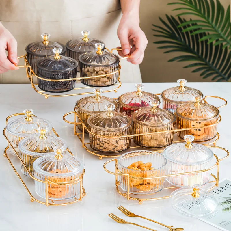 

Dried Fruit Snacks Plate with Lid Transparent Plastic Round Spice Holder Display Tray Nut Salad Candy Storage Bowl Dessert Plate