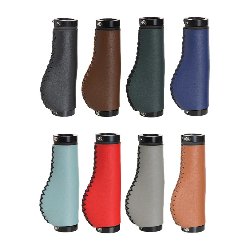 

8 Color Bicycle Leather Handle Cover Mountain Bike Retro Lock Handle Anti-skid PU Leather Hand Sewn Bicycle Protective Handle