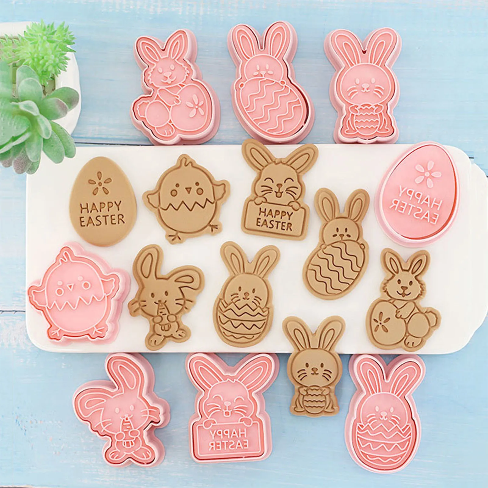 

Biscuit Mold Set 3D Easter Bunny Egg Cookie Cutters Fondant Press Stamps Cake Baking Decorating Tools