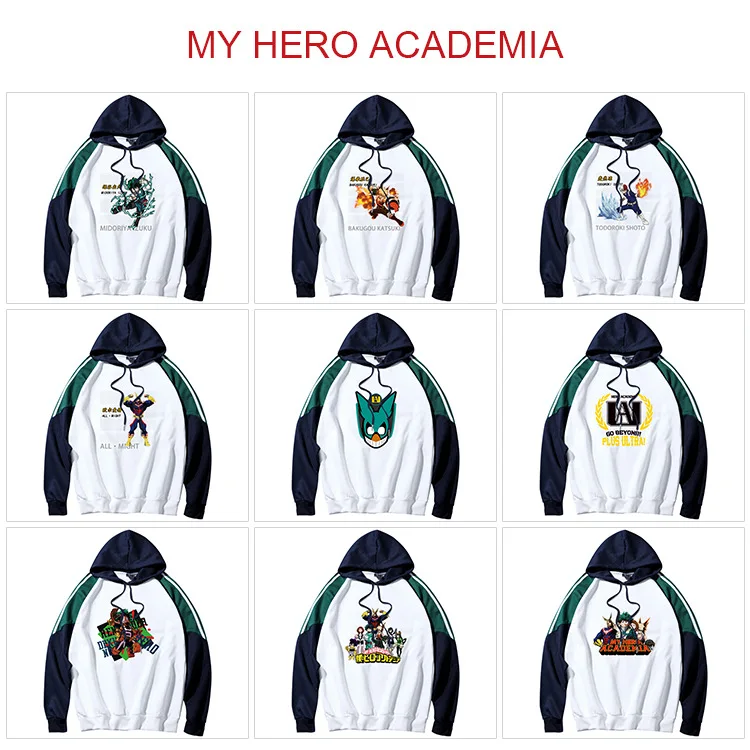 

Толстовка с капюшоном My Hero академия, мужская и женская осенняя Толстовка с принтом, модный Повседневный свитер разных цветов, флисовый мультяшный пуловер
