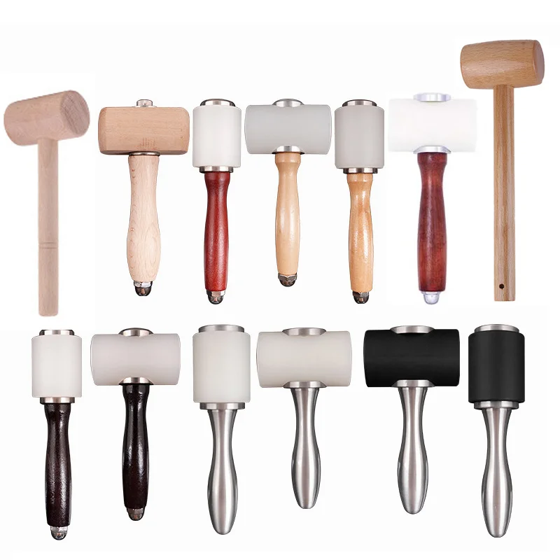 

Leather Carving Craft Hammer Wooden Handle Nylon Mallet DIY Cowhide Punch Cutting Sewing Punching Hammers Leathercraft Tools