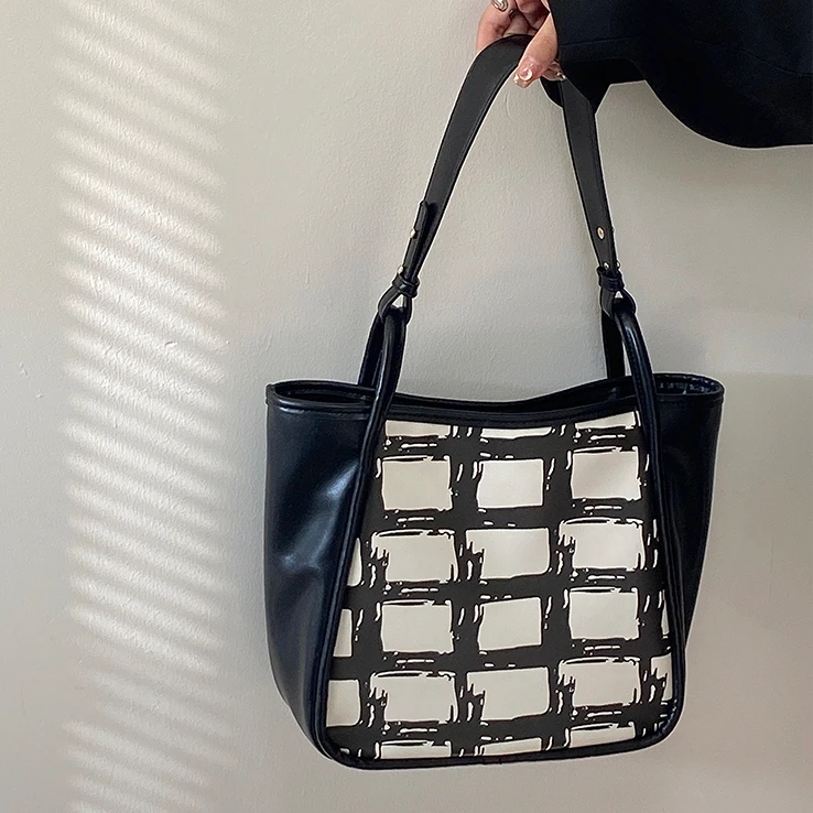 

Модная дизайнерская женская сумка-тоут в клетку, вместительные дамские дорожные сумки для покупок, дамские сумочки из искусственной кожи с ручками сверху