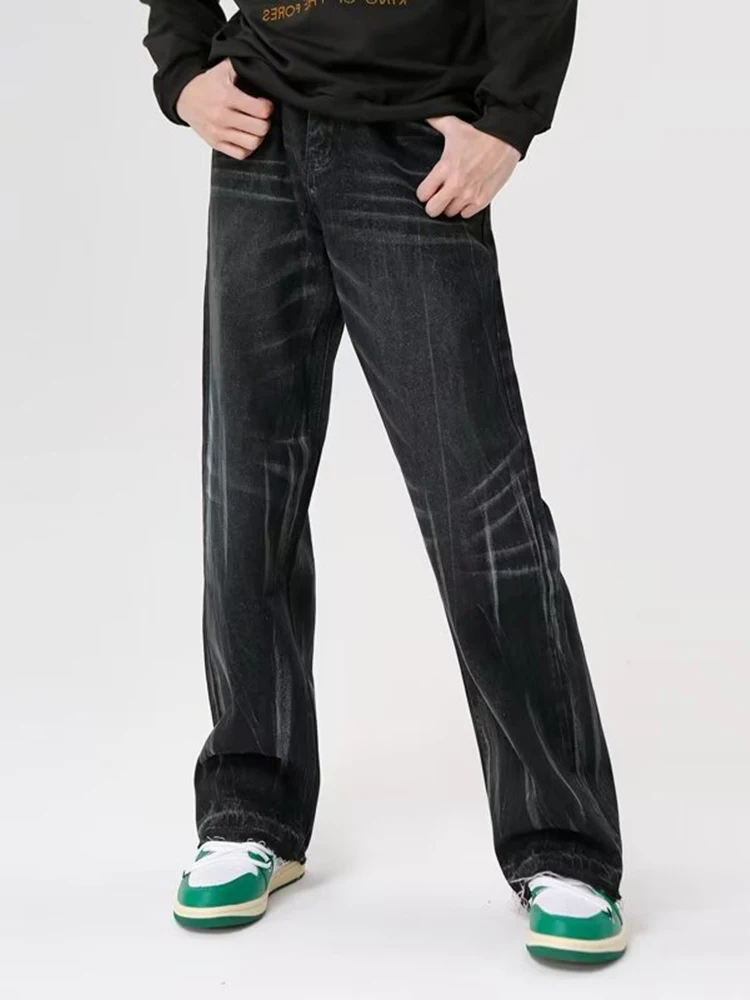 Y2K Mens Jeans New Arrival Loose Black Jeans for Men, Simple and Trendy Style, Easy Matching Long Pants, Perfect for Casual Wear