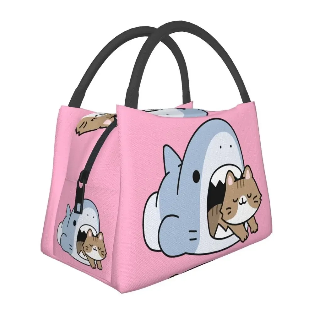 

Индивидуальная сумка для обеда с изображением кошки и акулы, мужские и женские теплые изолированные Ланч-боксы для пикника, кемпинга, работы, путешествий