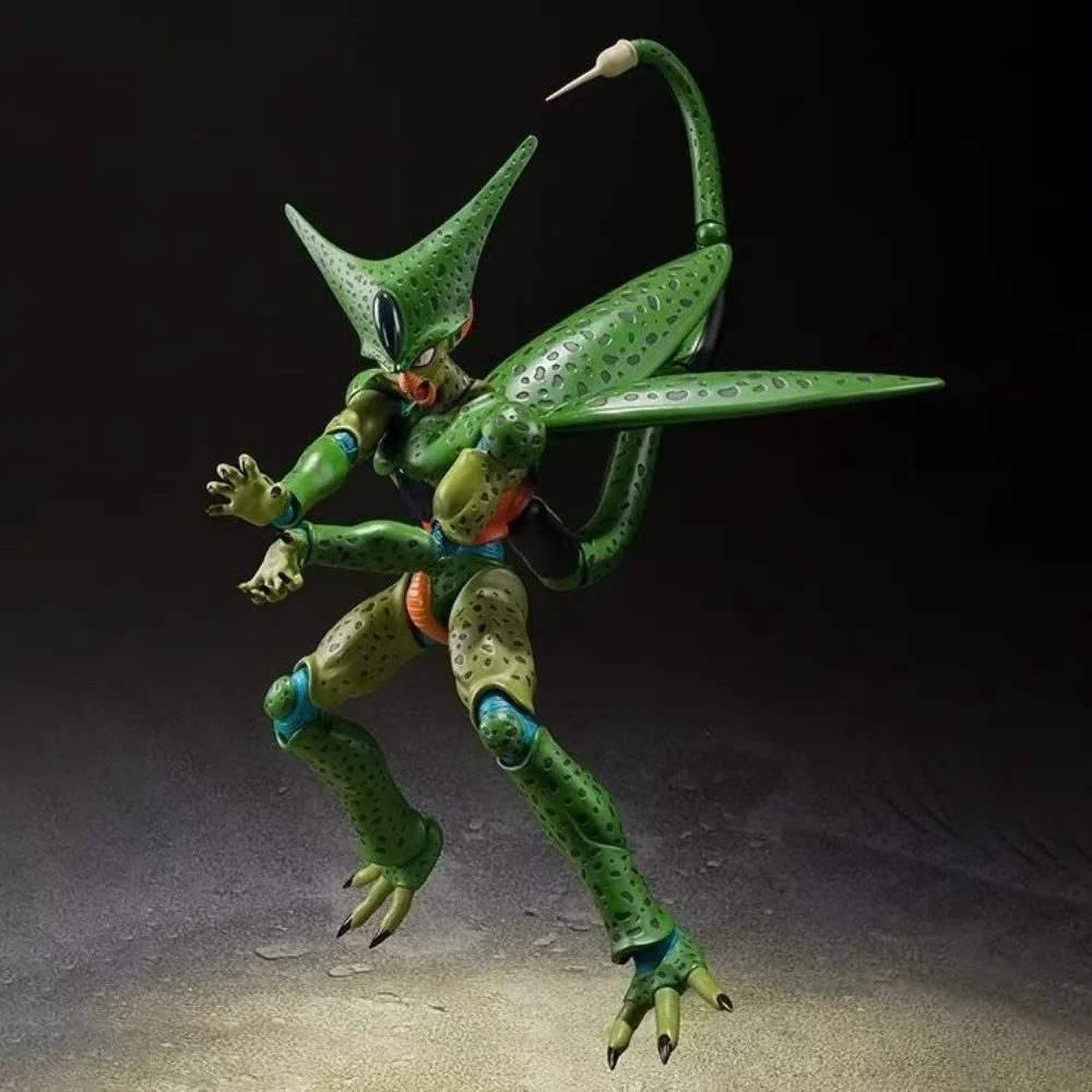 Фото В наличии: Оригинальная фигурка BANDAI S.H.Figuarts Dragon Ball Z Cell First Form, аниме-фигурка, модель сменных лиц, игрушки, подарки №5