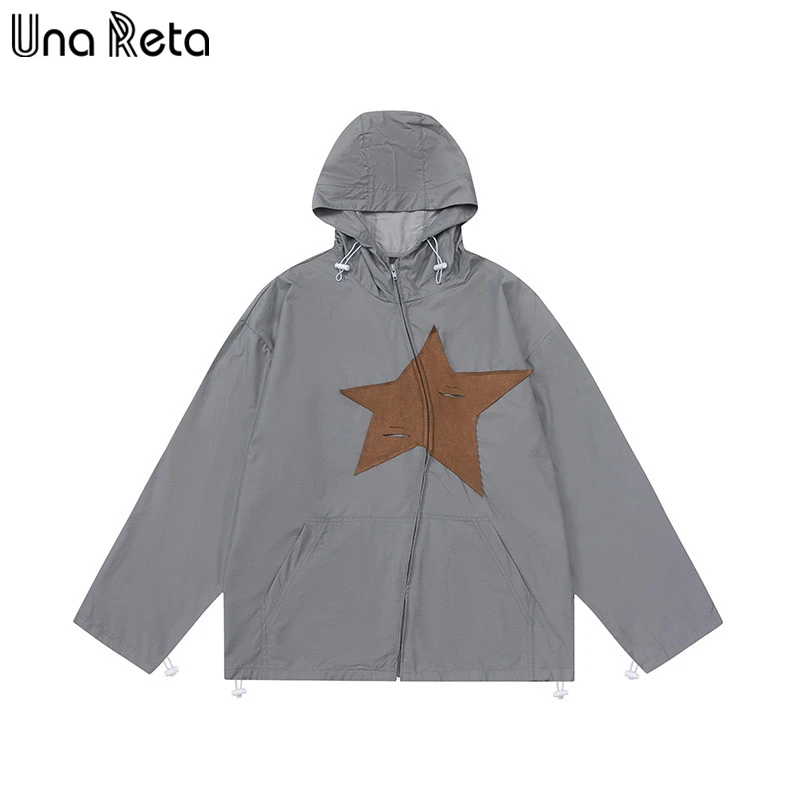 

Una Reta Hooded Jackets Men New Hip Hop Men's Windbreaker Coat Men Streetwear Casual Zipper Waterproof Men's Jacket