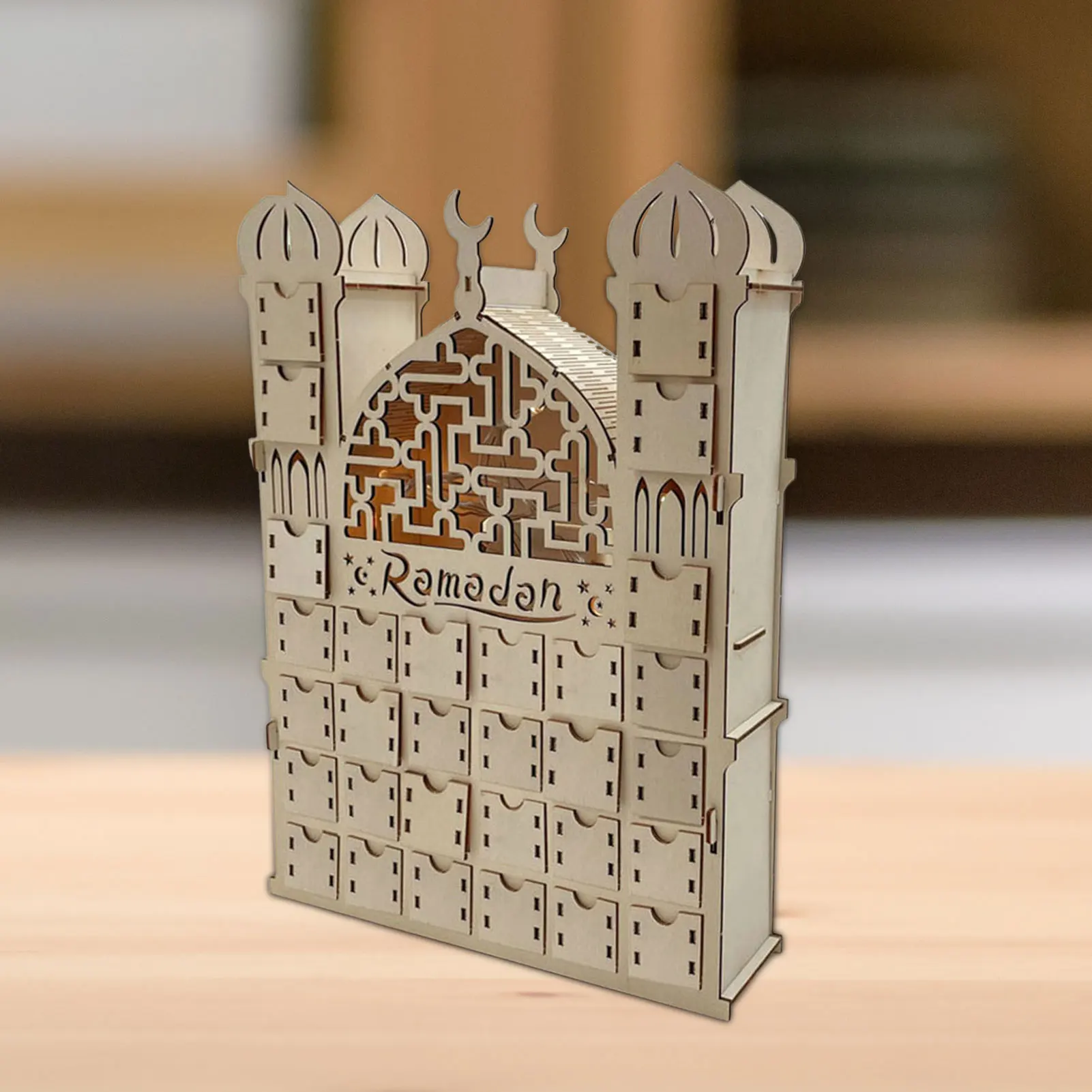 

Advent Calendar Ramadan DecorationsEid Mubarak Countdown Calendar With Light DIY Wooden Muslim Islam Mosque Centerpiece Ornament