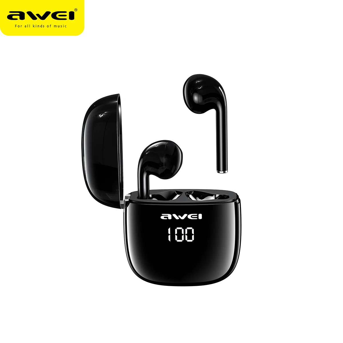 

AWEI LED Display Gaming Earphone TWS Stereo Sound Earbuds Headphone Bluetooth-compatible Wireless Earphone T28P