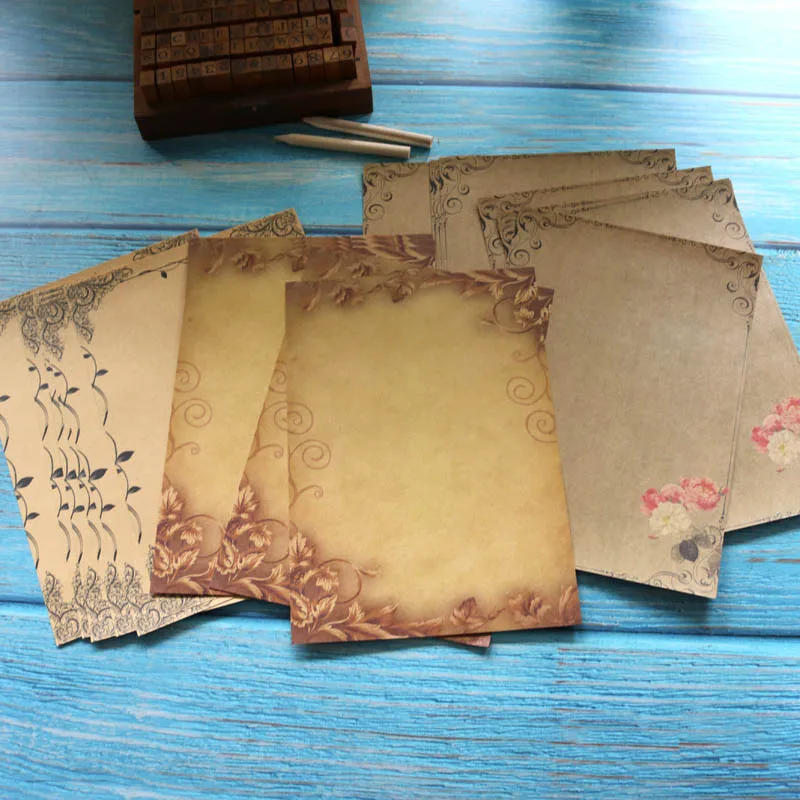 

Vintage Vellum Letterhead Set Rose Lace Creative Letterhead 8 Sheets Into 5 Sets Kraft Paper