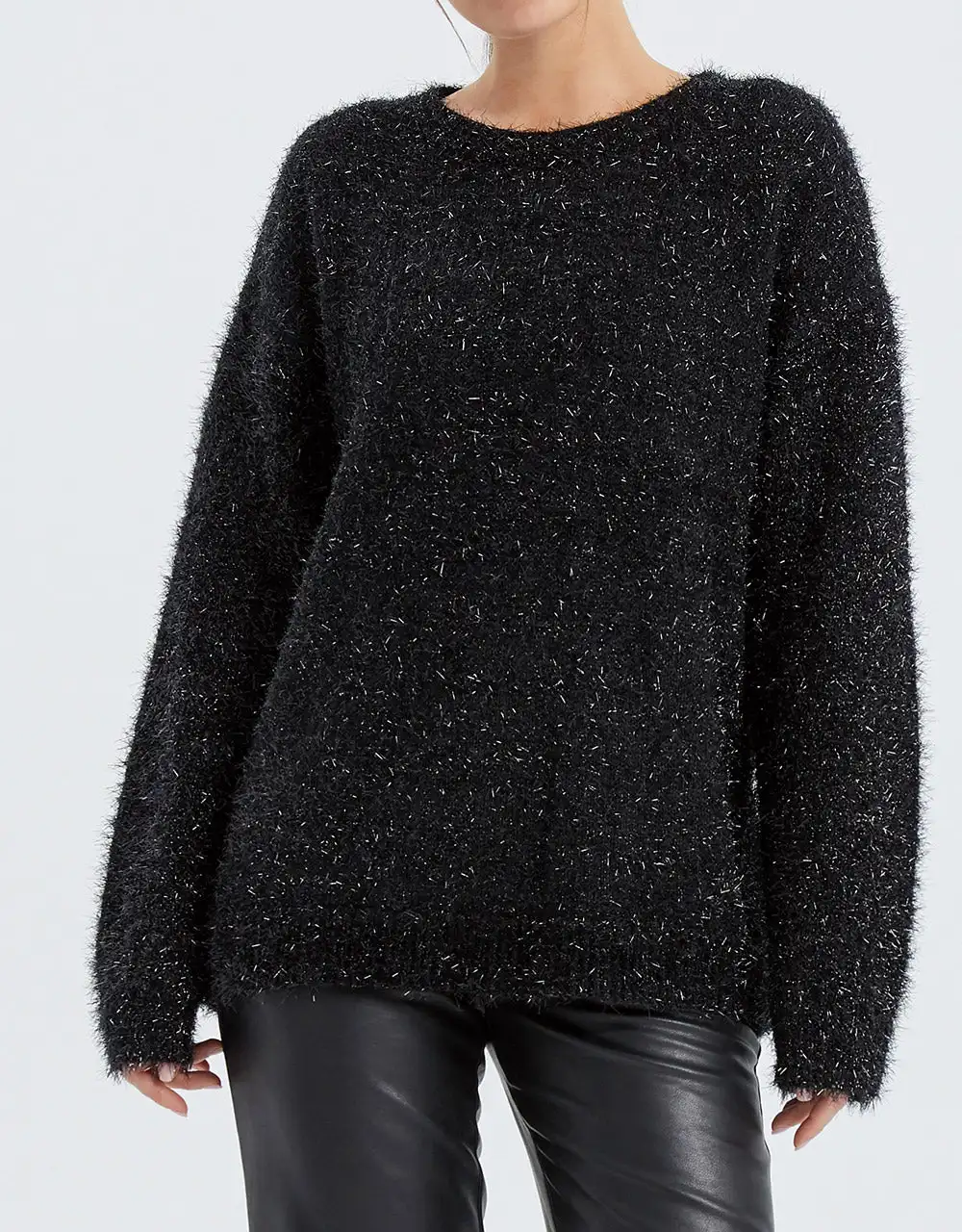 

Oversized Glitter Detail Holiday Sweater