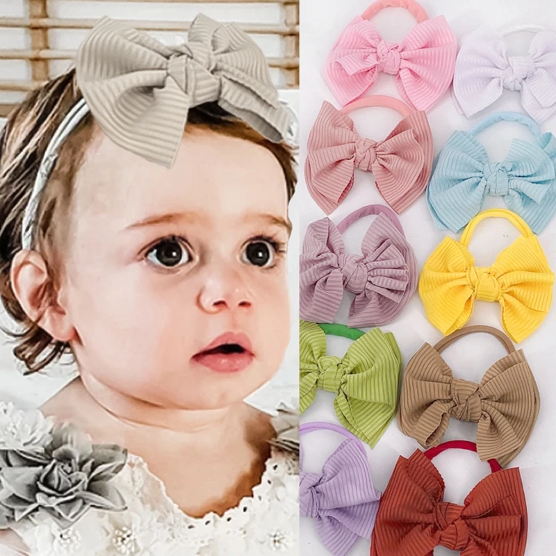 

Warmom Baby Girls Bowknot Nylon Headband Newborn Elastic Candy Color Headwear Accessories Hair Ring Child Kids Hair Band Gift