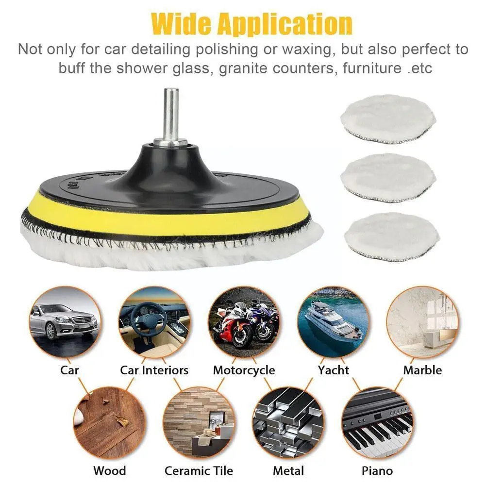 

3/4/5 Inch Polishing Kit Polishing Pad Car Waxing Sponge Care Car Pads Paint Disk Polisher Auto Wheel Wool Gadget Q9k6